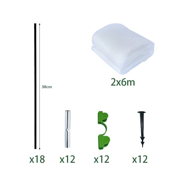 18 stk Nett Hagebuer Kit Hage Drivhus Bøy Voksende Tunnel Buer for Drivhus Tunnel Hage Tunnel Støtteramme(2x6m) KLB