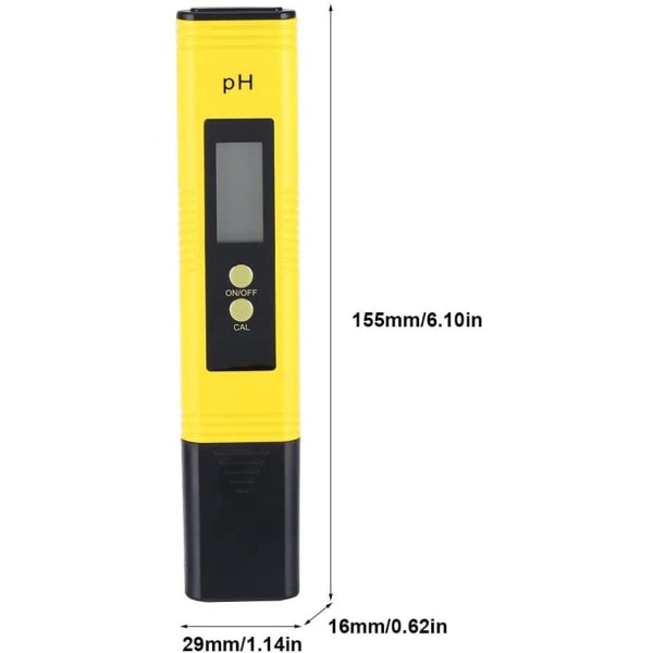 pH-meter, digital pH-testpenn, pH-tester med LCD-skjerm,