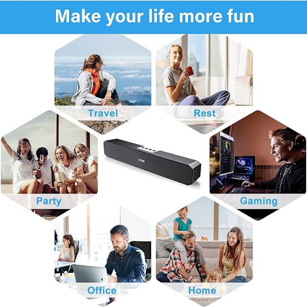 Skrivbordshögtalare med Bluetooth 5.0-anslutning, PC