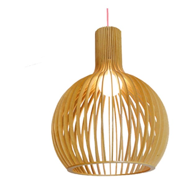 Lampe (Ø23cm) Naturlig tre pendellampe laget av elegante og buede biter (Naturlig) KLB