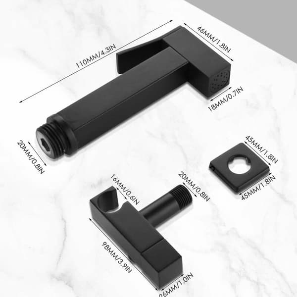 Multifunktionel kobber bidet sprøjte - sort - hånd - badeværelse KLB