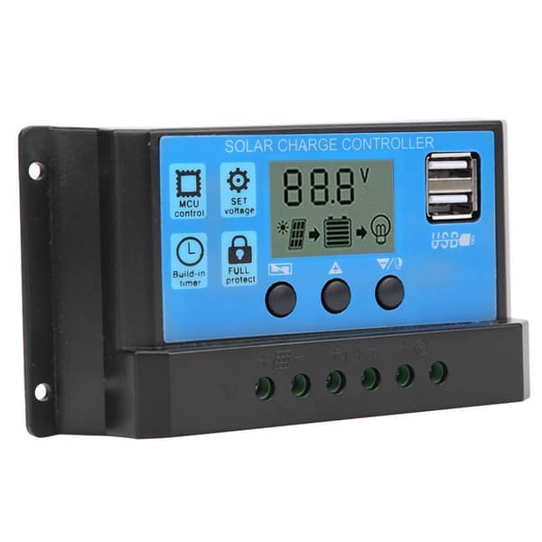 Blå solcell automatisk PWM LCD dubbel USB 5V utgångsregulator KLB