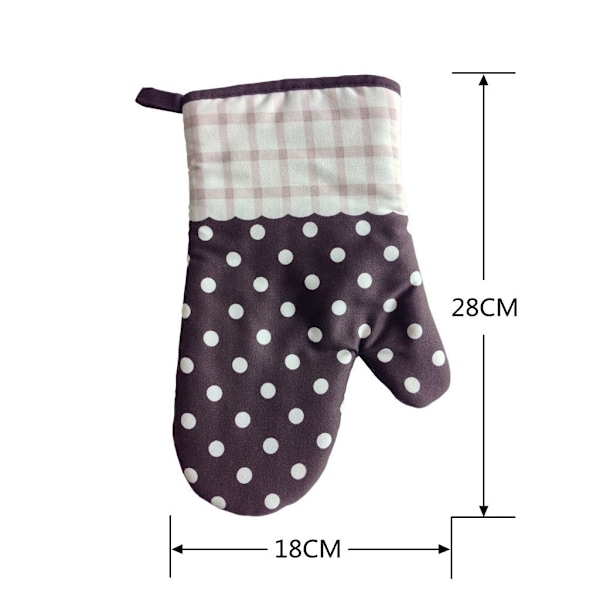 2 st polyester-bomulls ugnshandskar för grillbageri mikrovågsugn Anti Heat Kökshandskar -Beige Check -