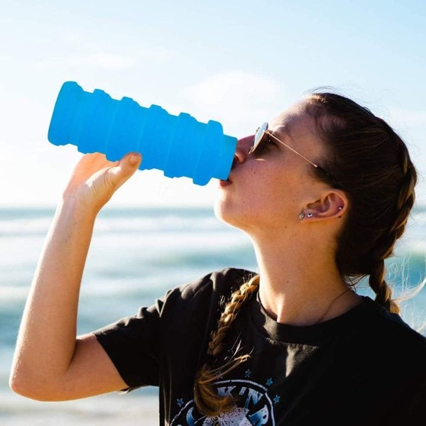 Vikbara vattenflaskor, 550ML vikbar läckagesäker sportflaska, BPA-fri