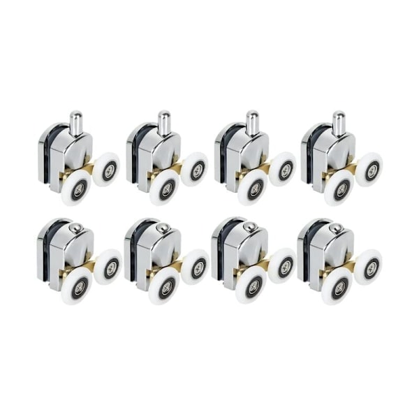 Set med 8 dusjdørruller, 23 MM skyvedørruller for dusjdør, dusjdørruller, 4 øvre og 4 nedre sølv KLB