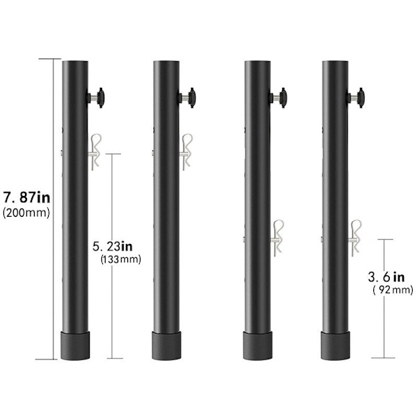 Set med 4 hopfällbara bordsbensförlängningar, lyftben för böjda/raka ben, stolsbensförlängningar, justerbar höjd (20 cm) KLB
