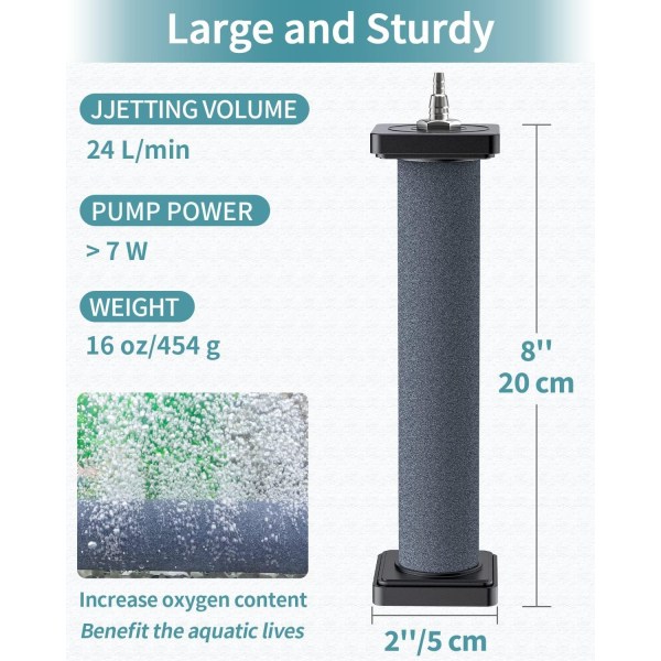 1 Pack 20cm Aquarium Air Stone Cylinder for Larger Air Pump Bubble Diffuser Release Tool for Pond Circulation System and Large Aquariums