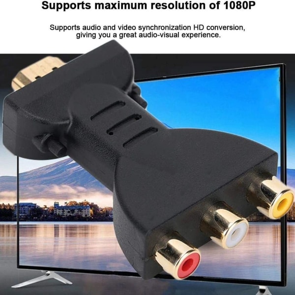 HDMI til AV-adapter - 1080P HDMI til RGB lyd- og videosynkroniseringsadapter til RCA-komponenter