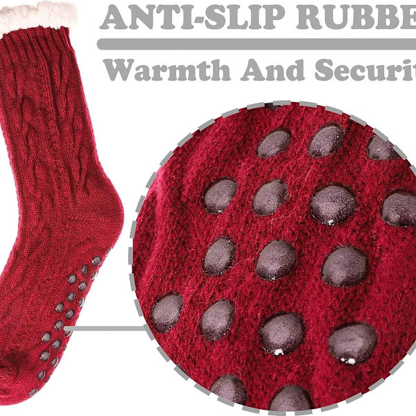 Damtofflor i fleece, fluffiga, mysiga, röda, KLB
