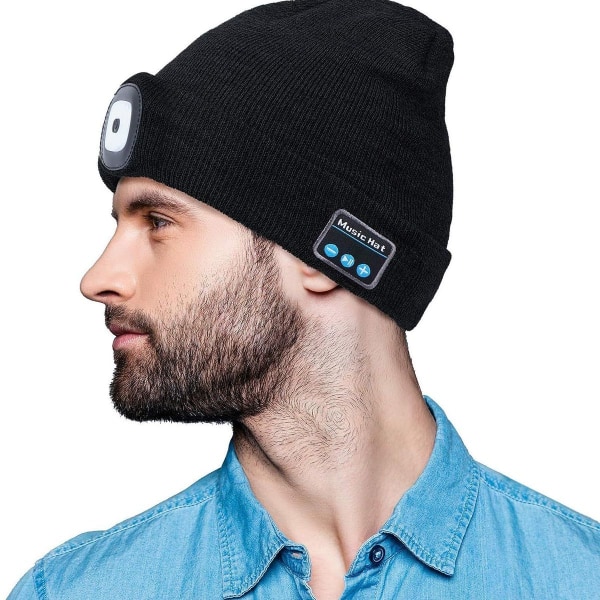 Bluetooth beanie LED oplyst hat med indbygget