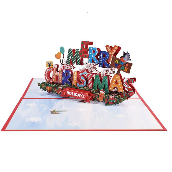 Håndlavet glædelig jul pop-up kort, 3D lykønskningskort KLB
