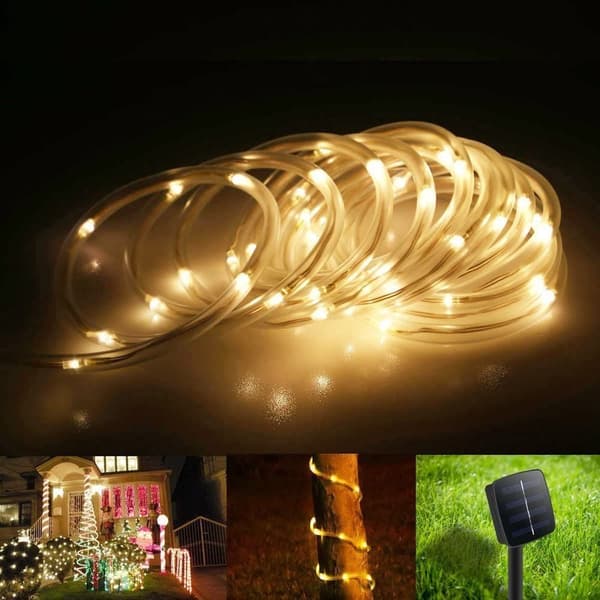 12M 100 LED Solar String Light Vanntett IP68 Solar String Lights Utendørs Julelys Utendørs for Fest og Jul