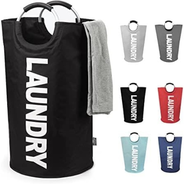 Stor skittentøyskurv 82L (svart, L), sammenleggbar skittentøypose, sammenleggbar skittentøyskurv, sammenleggbar skittentøysbeholder