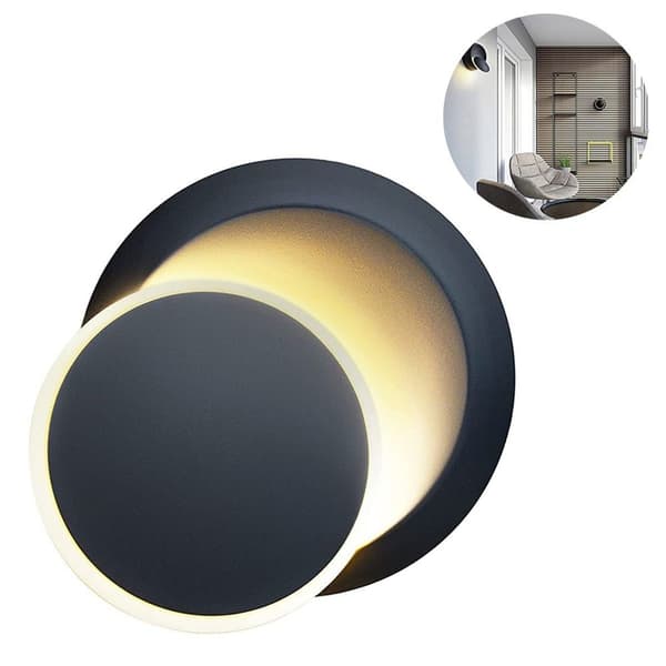 Væglampe 360 graders roterende moderne LED-lys til sort KLB