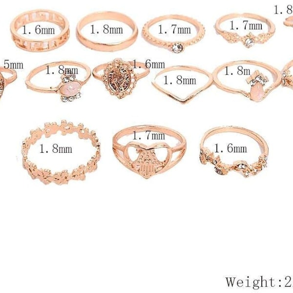 10PCS Bohemian Retro Vintage Kristall Ledgång Knuckle Ring Set Finger Ringar KLB