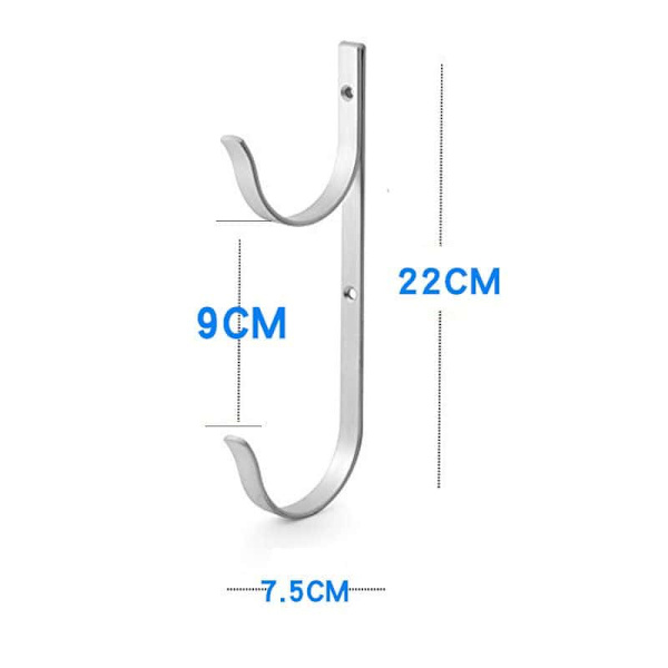 Set med 2 vita aluminiumpoolstångskrokar med skruvar - Perfekt för pool, teleskopstänger, skummare, B-