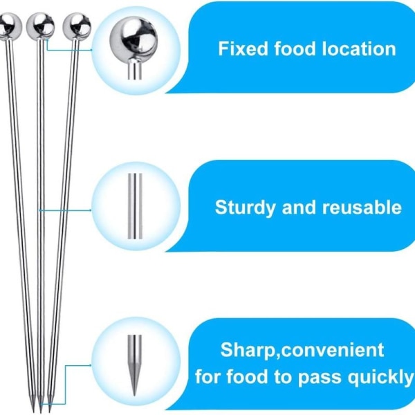25-pack cocktailpinnar, rostfria tandpetare, cocktailpinnar för fester
