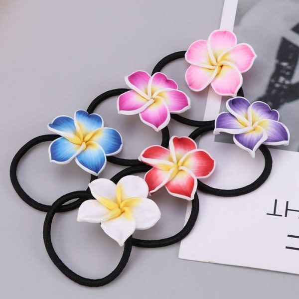 Hårtilbehør Hawaiian Flower Tee Stretch Ponytails Cute Colorful