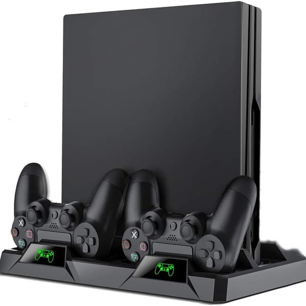 PS4 vertikalstativ, alt-i-ett PS4 vertikalstativ holder vifte
