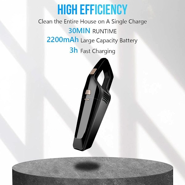 Håndholdt støvsuger, 120W 2200mAh oppladbar trådløs bordstøvsuger, bærbar
