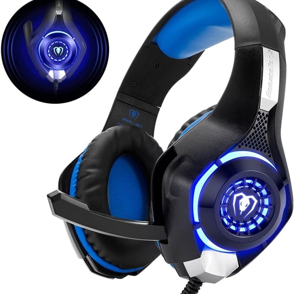 Gaming headset med mikrofon til pc/PS4/Xbox one/Playstation 4 (blå)