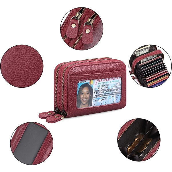 Liten lommebok i ekte skinn for kvinner med RFID-beskyttelse, Mini