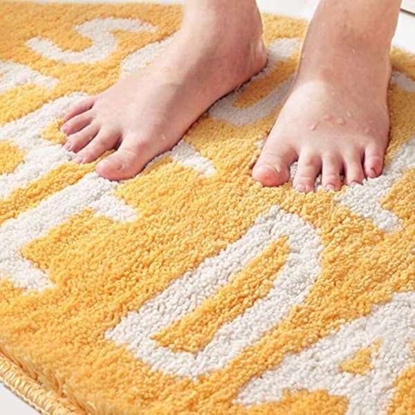 Badematte sklisikker absorberende sitronformet baderomsteppe teppe