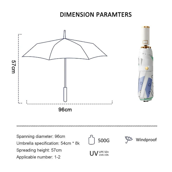 Kreativ forfriskende paraply, automatisk foldning, anti-UV solbeskyttelse KLB