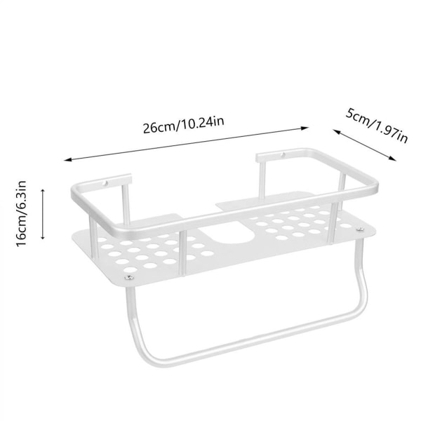 Rummelig badeværelseshylde i rumaluminium med vægmonteret håndklædestang KLB