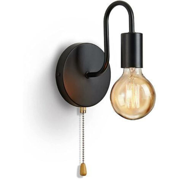 Vintage væglampe E27 standard fatning retro industriel indendørs væglampetter metallampe med afbryder til stue soveværelse industriel dekoration (ingen pære)