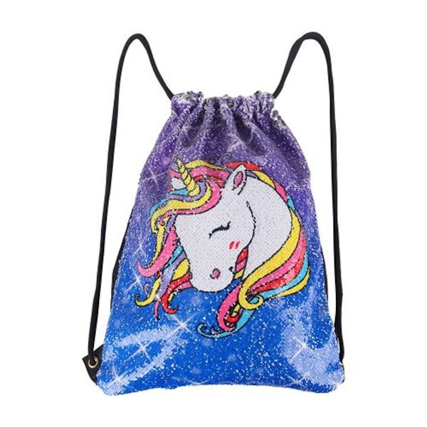Unicorn Sequin Outdoor Leisure Sports Rygsæk (Dyb Lilla + Safir Blå Farve Ve
