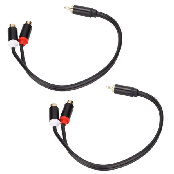 RCA-splitterkabel, 1 hann til 2 hunn, stereo, gull, KLB