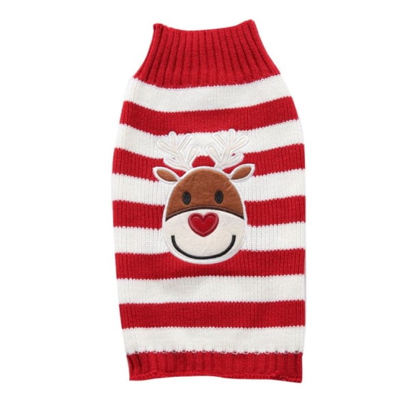 Vinter hundetrøje, julemønstret sweater, strikket vinterjakke, moderigtig sweater til kæledyrstøj Elk L