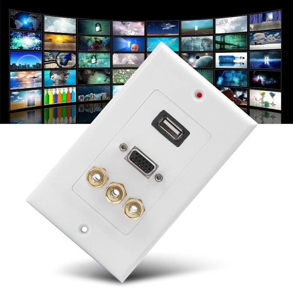 USB2.0 + VGA + 3 banankontakter informationstavla väggplatta KLB