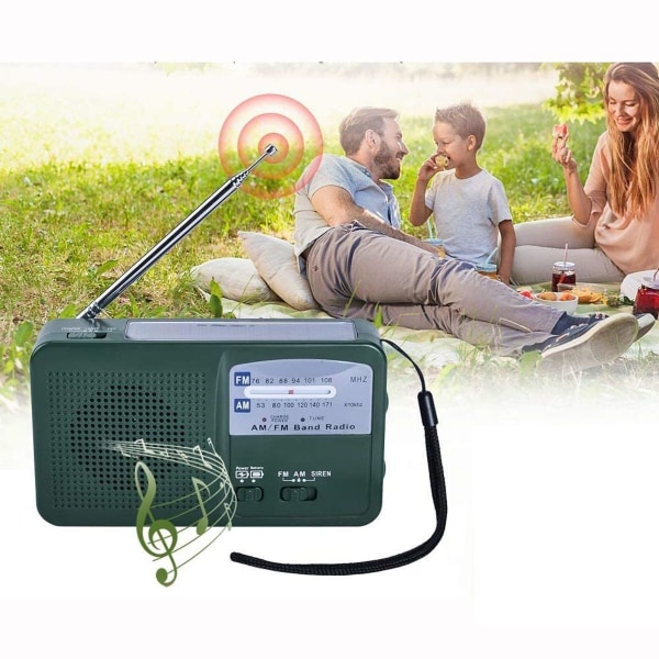 Bærbar nødradio Solradio Sveiv AM FM-radio med LED-lommelykt USB-port