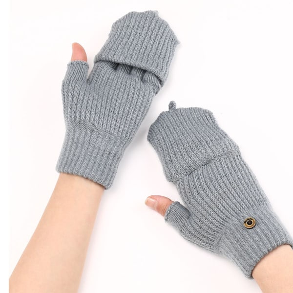 Dam vinterhandskar, 2-pack varma stickade konvertibla fingerlösa handkombination 1 KLB