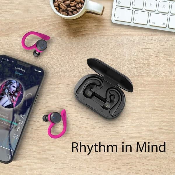 Sport In-Ear TWS-hörlurar True Wireless Bluetooth 5.0 Rosa