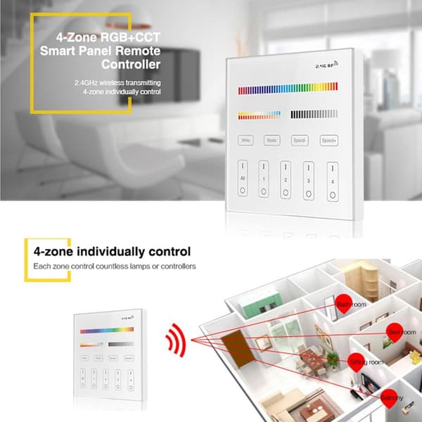Milight 2.4G trådløs 4-soners RGB + CCT Smart Panel LED KLB
