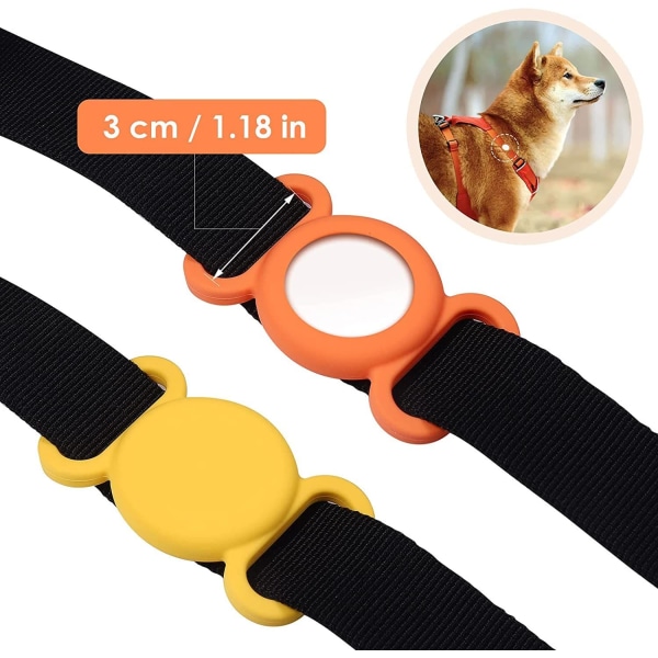AirTag silikonhundhalsband för GPS-spårningslokalisering (orange-gul), cover kompatibel med Apple AirTag, säkerhet och myra