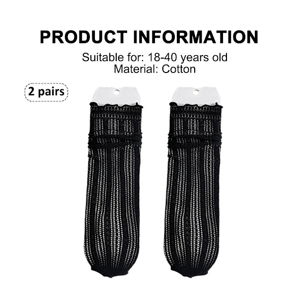 3 par Fashion Solid Hollow Out Bløde Søde Lange Strømper Sort+Hvid+Lilla KLB