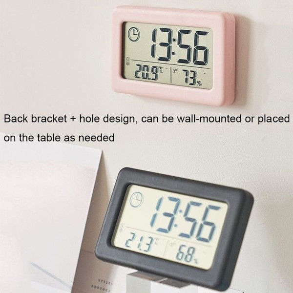 YD005 Mini Tyndt LCD Temperatur og Fugtighed Elektronisk Ur (Sort)