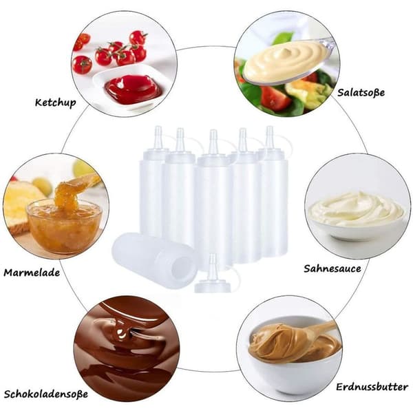 Sett med 6) 250 ml plastflasker med lokk - perfekt