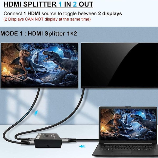 HDMI-kytkin 2 sisään 1 ulos 4k korkea resoluutio kaksisuuntainen kytkin 1 sisään 2 ulos