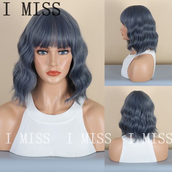 Women's Blue Water Ripple Short Curly Wig