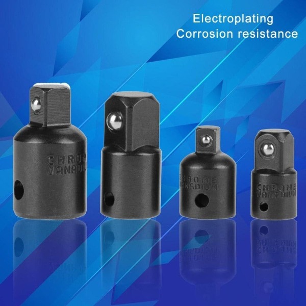 4-delt krom-vanadin adapterpanne- og reduksjonssett - 1/4\", 3/8\", 1/2\" KLB