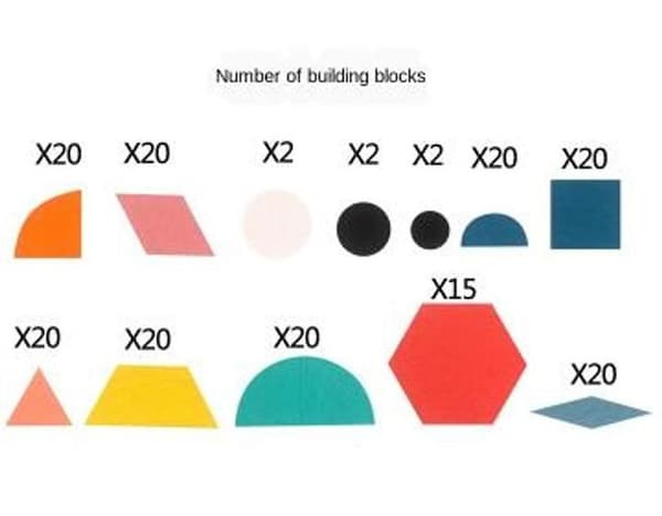 180-delars Träpussel med Geometriska Mönsterblock -