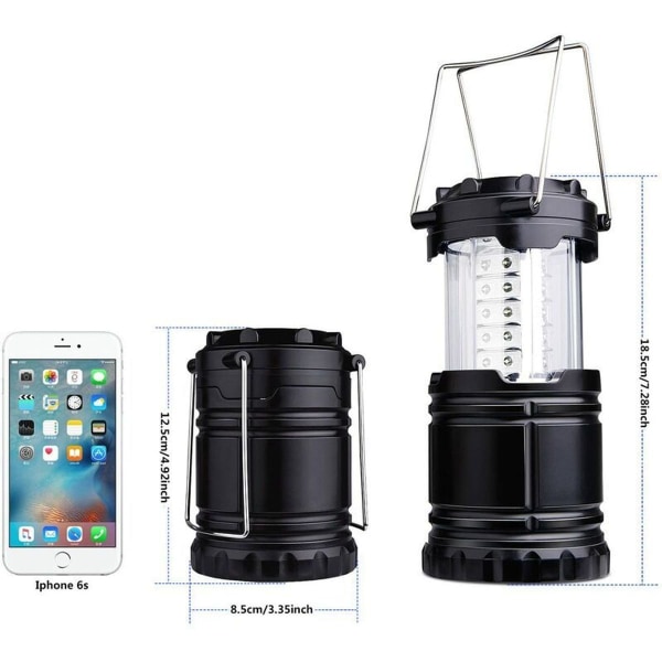 Hopfällbar LED-campinglampa, 2-pack vattentät ultrastark LED-lampa för camping,