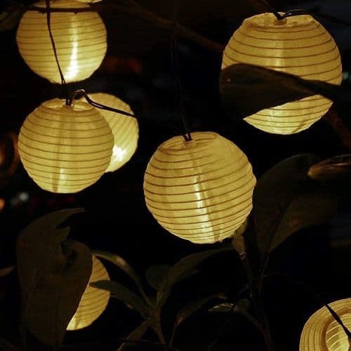 Opard Solcelled LED Fe-lys, Lanterner, 6,45 m, 30 Lanterner, Solcelled Fe