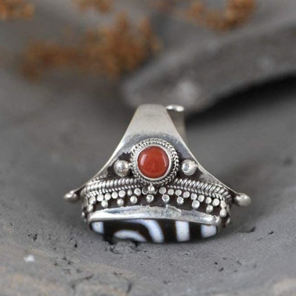 Silverring, unik justerbar ring, Nepal amuletta samling