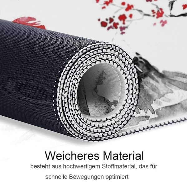 Gaming Mousepad 800 x 300 mm Japansk Blækmaleri Bjerg Sakura Sol Mount Fuji